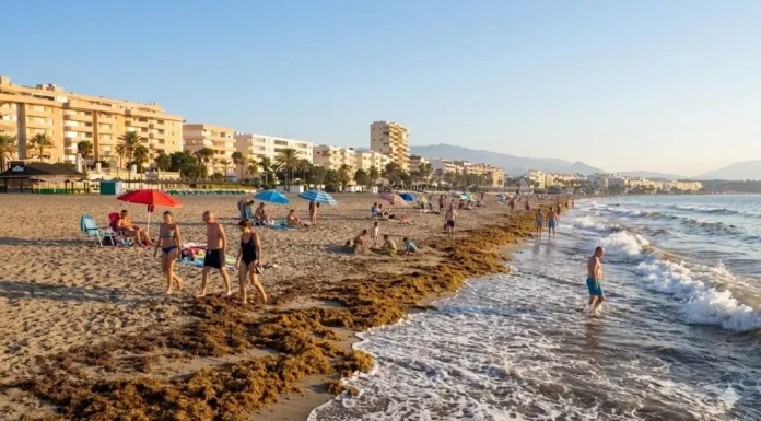 Vuelven las algas asiáticas a playas de Estepona tras el viento algas asiáticas